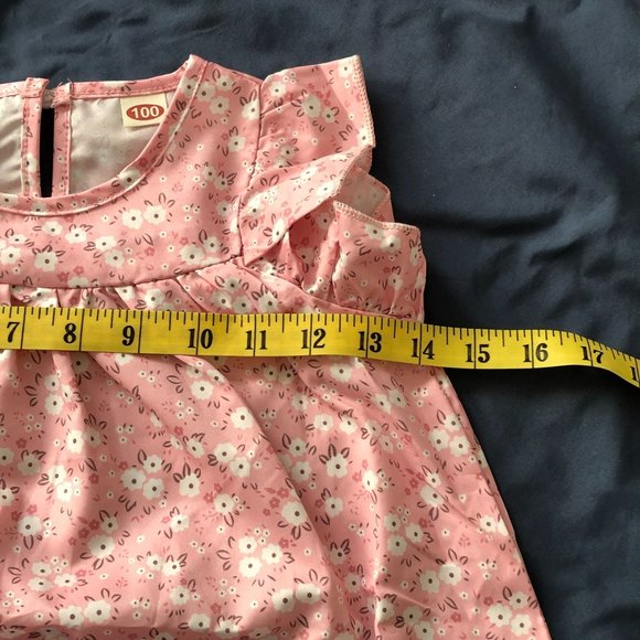 Unbranded Boutique Girls Spring/Summer Dress Peach White Flowers Size 100 (3-4Y) - Picture 7 of 12